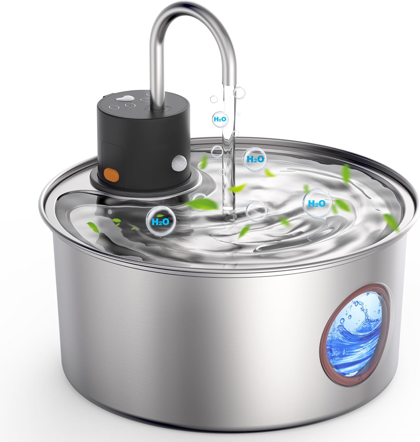 Fuente de Agua Inalámbrica para Gatos Acero Inoxidable, Bebedero Automático Recargable