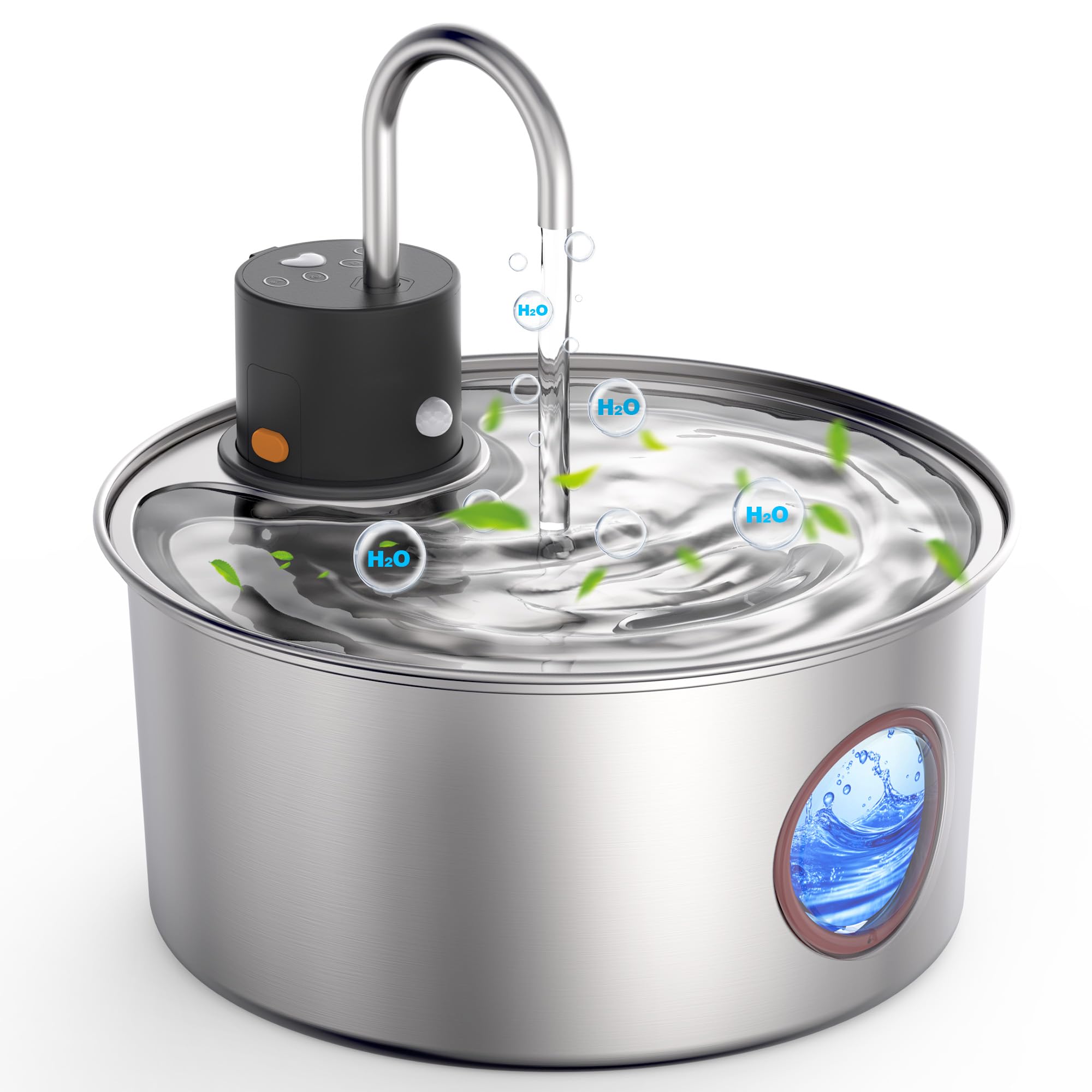 Wireless Cat Water Fountain Stainless Steel, Cordless Automatic Pet Water Dispenser for Cats Indoor, Small Dogs, 108oz/3.2L Rechargeable Pet Drinking Fountain with Motion Sensor