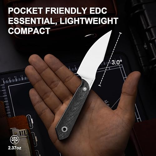 Miniatura 81 de Kizer Mini Harpoon Cuchillo de hoja fija con funda, cuchillo de caza de hoja de 3 V con mango G10, cuchillos pequeños EDC de hoja fija para camping