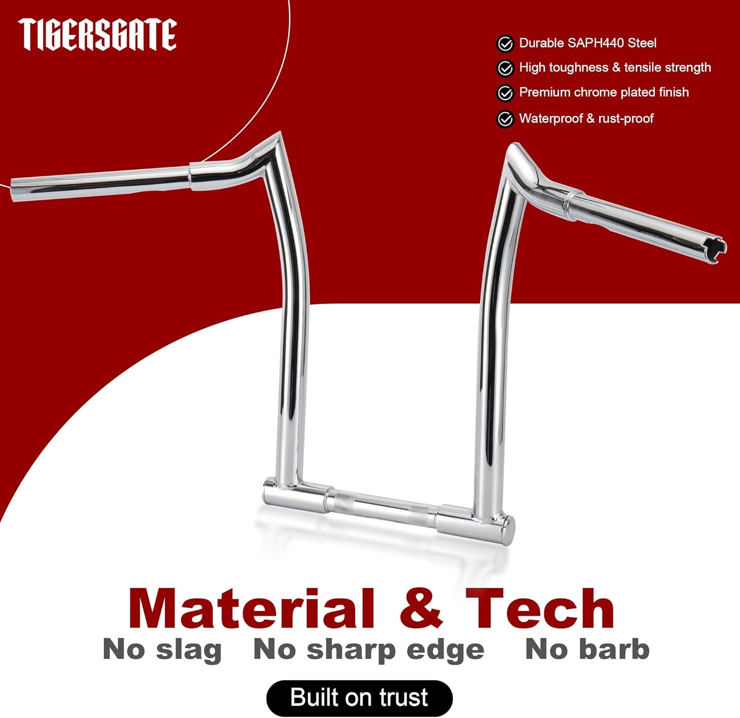 Dyna Softail Sportster Ape Hangers Chizeled bar Wire Easily Handlebar with Shield Plugs Perfect for Harley XL 883 1200 & 1994-2022 Road King & 1998-2013 Road Glide（14 inch，Chrome）