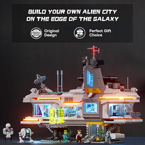 Miniatura 5 de Space Bounty Hub - Juego de ladrillos de construcción de iluminación  Future Alien Cyberpunk Style Modular Collection Kit de exhibición con