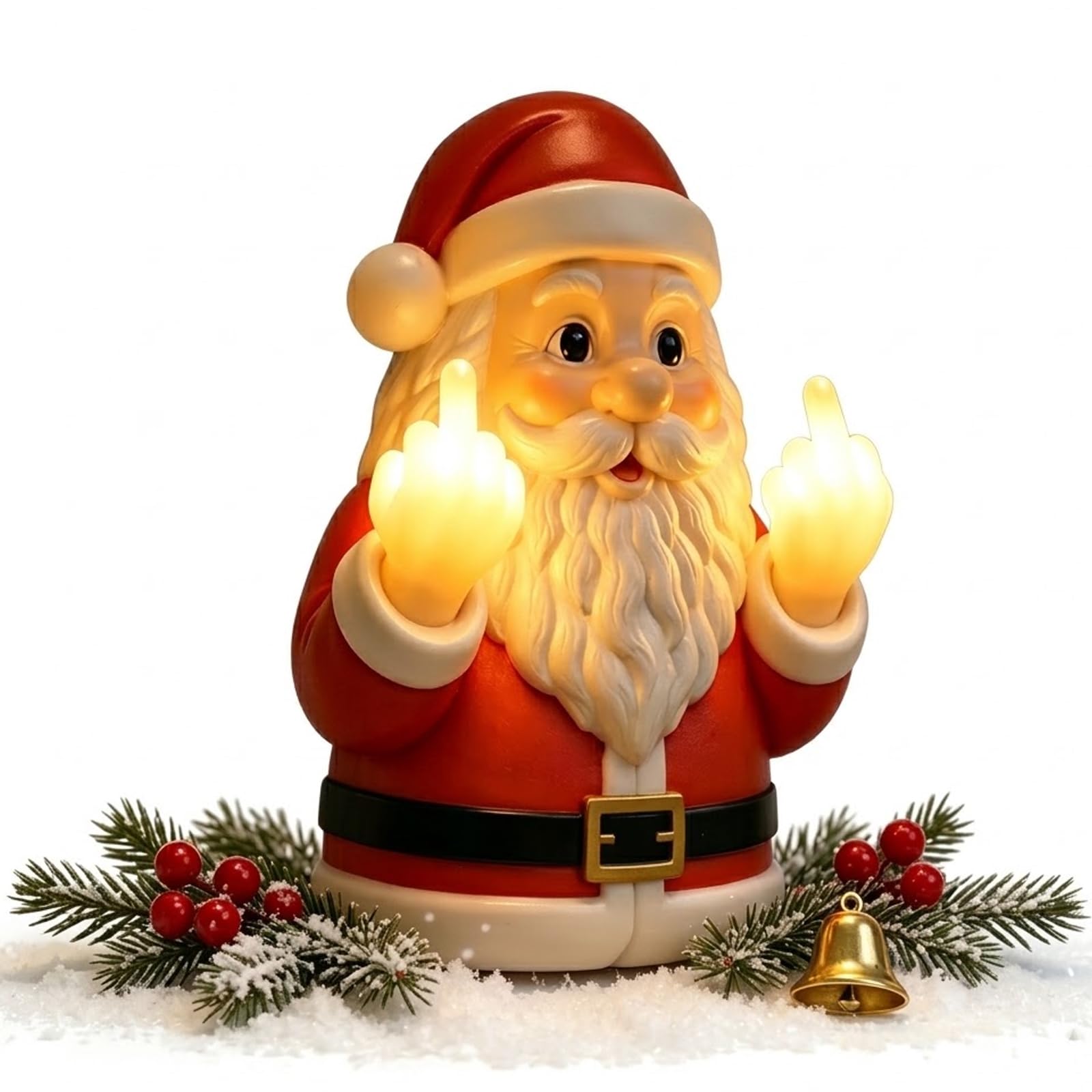 Middle Finger Santa Light, Funny LED Lamp for Bedroom Office Shelf Display