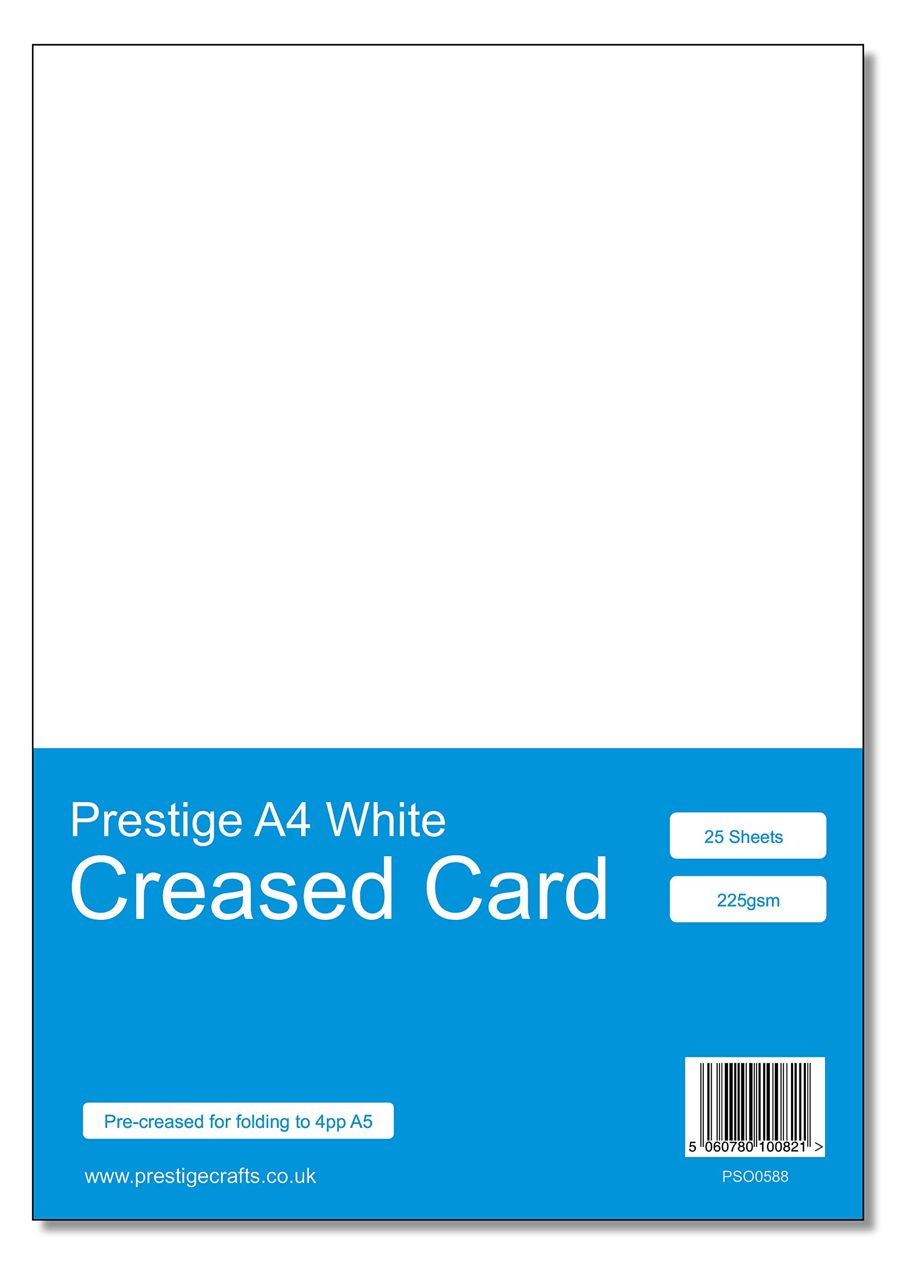 Prestige A4 White Card Pack Pre-Creased for Folding to 4pp A5-225gsm - 25 Sheets