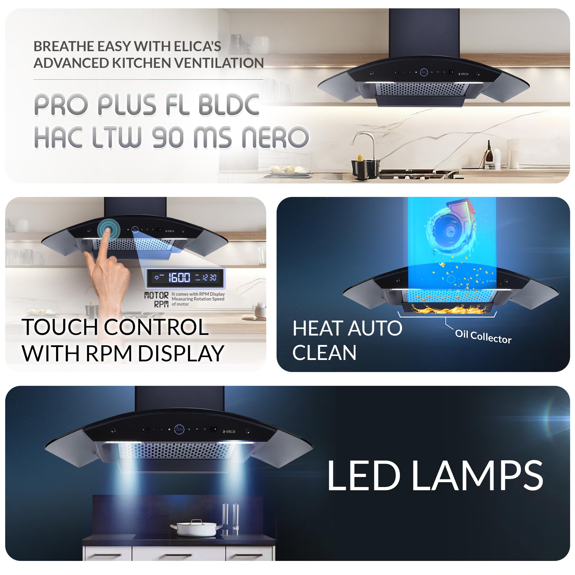 Elica PRO PLUS Chimney - Powerful & Filterless -3