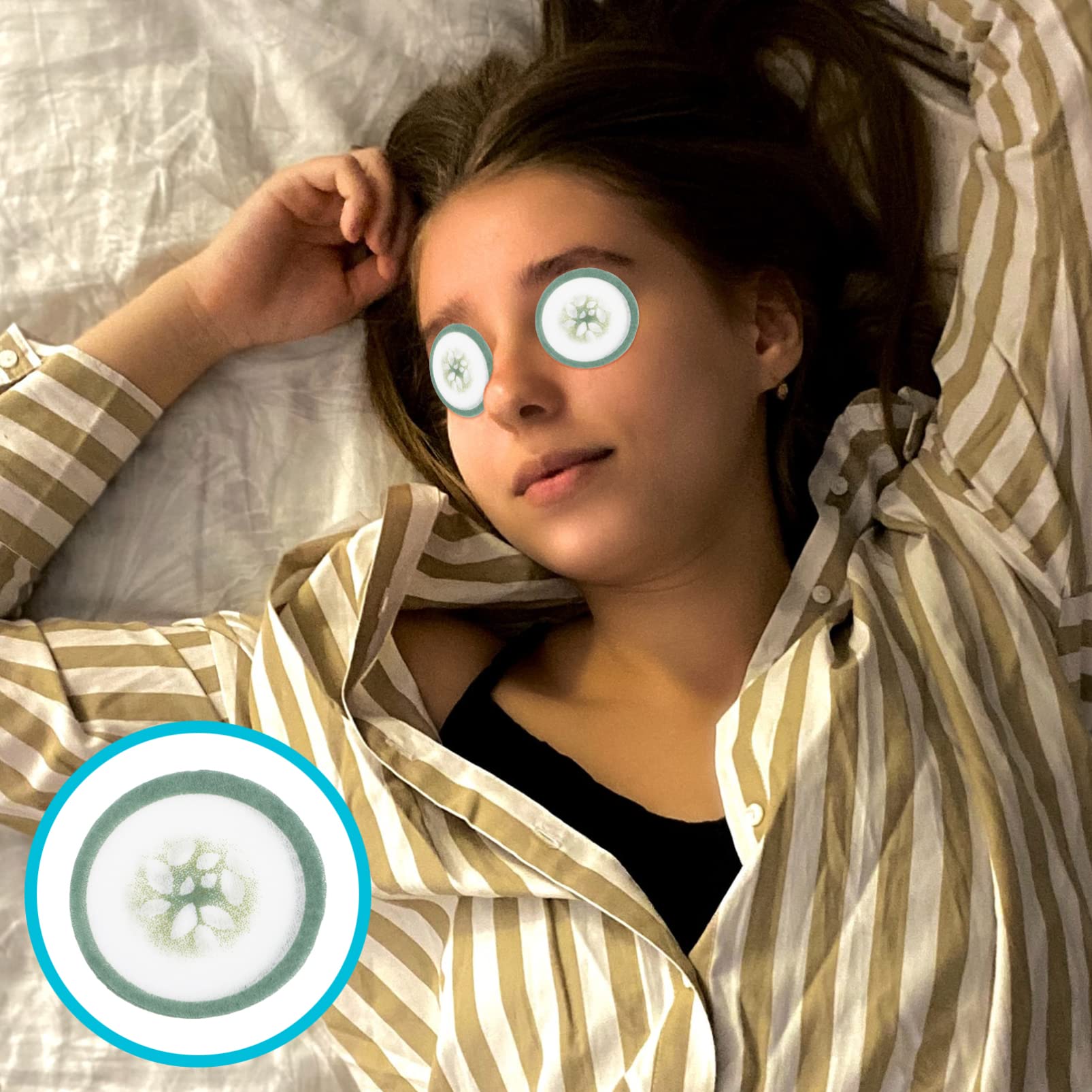 KALLORY 100pcs Cucumber Eye Mask Pads Non-Woven Eye Patch for Boys and Girls at Home