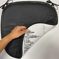 Vista 4 de Lunarable USA Chair Cushion Pad, American Cities Skylines Metropolis Architecture Sketch Style Hand Drawn Art Print, Seat Padding for Kitchen &