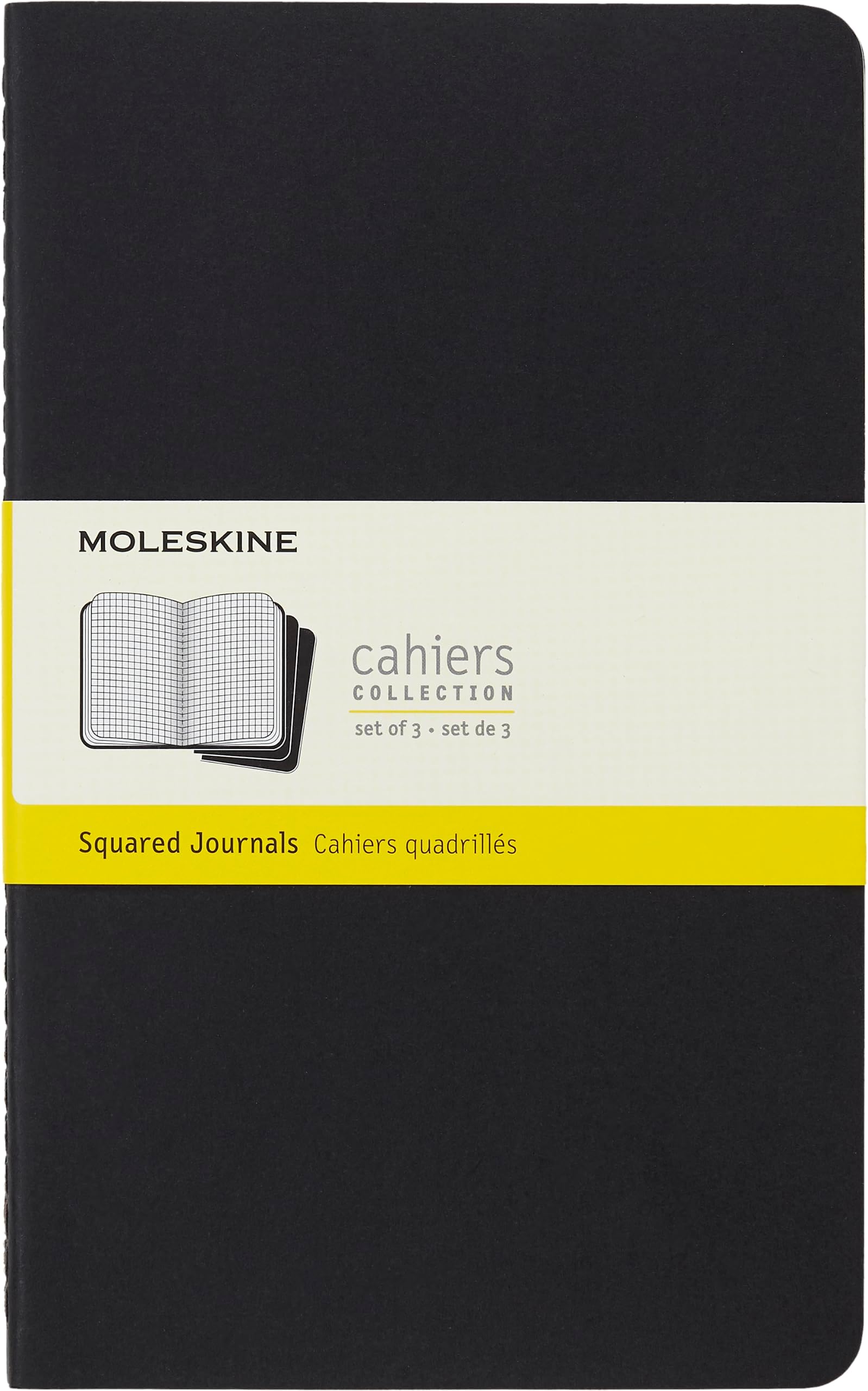 Cahier Journal, Soft Cover, Large (5" x 8.25") Ruled/Lined, Black, 80 Pages (Set of 3)
