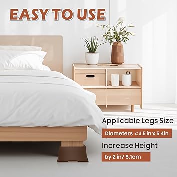 Bed Risers 2 Inch Rectangular Furniture Risers L-Shape Anti-Slip Sofa Risers for Couches Table Chair 4 Pack Dark Brown (Dark Brown, 2 Inch)