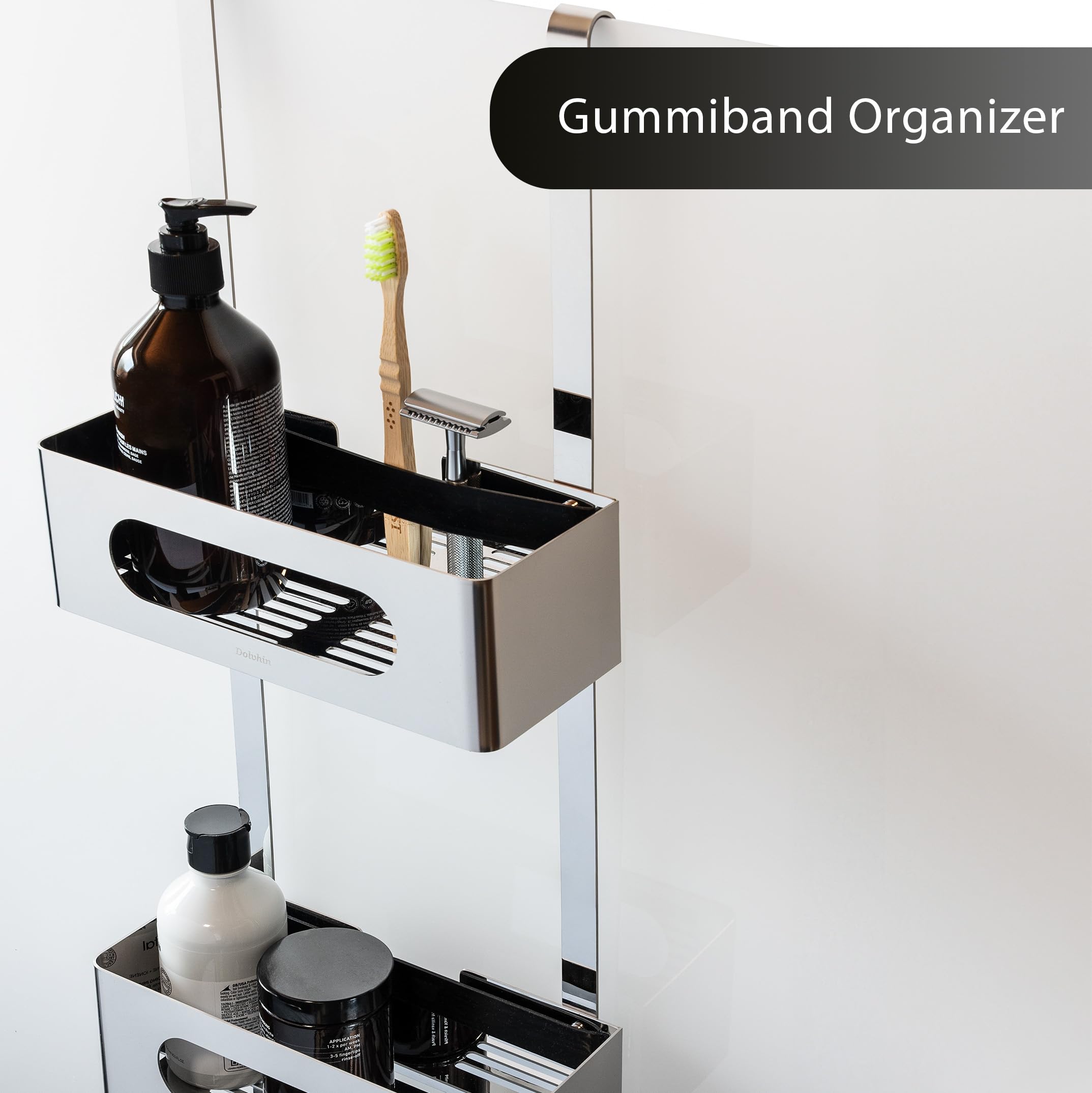Duschablage zum Hängen | Patentiertes Duschregal ohne Bohren | Edelstahl Badregal Shampoohalter Dusche | Duschkorb hängen | Organizer zum Aufhängen | Duschablage hängend | Chrom Poliert