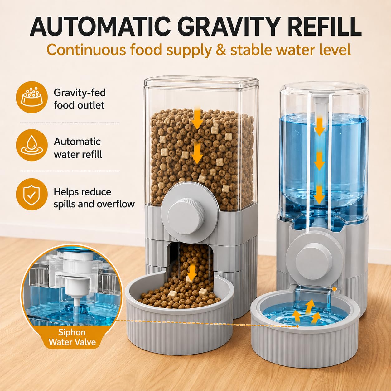 Distributore automatico di cibo e acqua per animali domestici, set di mangiatoia per conigli a gravità per gabbia, mangiatoia automatica per conigli, cincillà, ricci, gattini
