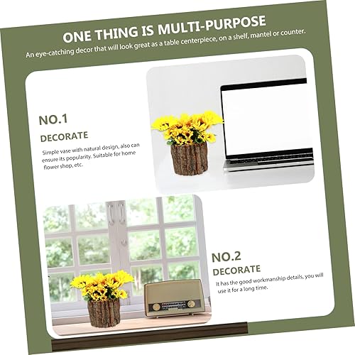 Miniatura 3 de DOITOOL Maceta de madera flotante, maceta rústica para suculentas, maceta pequeña de madera para interiores y exteriores, decoración artística del