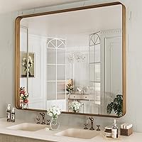 Vista 11 de LOAAO - Espejo de baño con marco de metal negro de 24x36 pulgadas, espejo rectangular redondeado para pared, espejo mate de tocador de baño