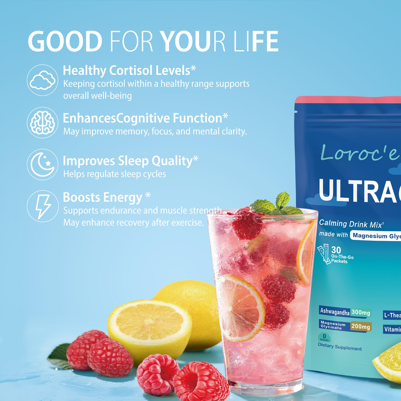 UltraCalm Cortisol Calming Drink, Magnesium Glycinate Powder (30 Servings) — Amazon image 2