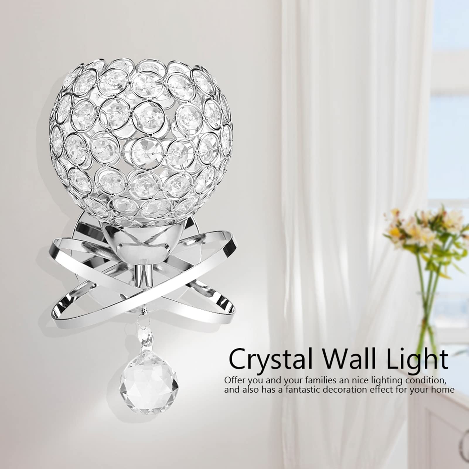 Yosoo LED E14/E27-Wandleuchte aus Kristall, moderne Wandleuchte, Kugelform, Kronleuchter, Deckenleuchte, Hängeleuchte