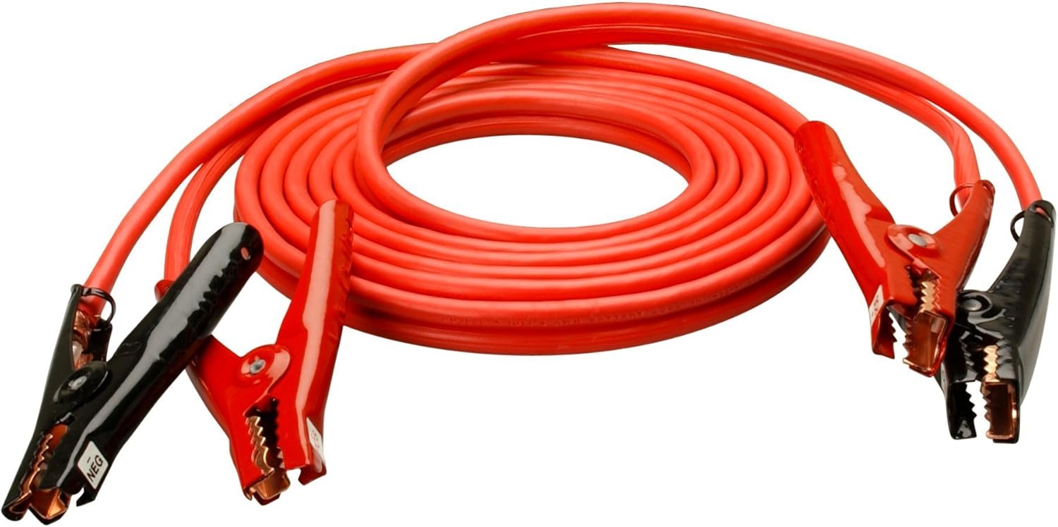 Southwire Road Power Commercial-Duty Booster Cable - Heavy Duty Design - Top & Side Post Compatible - Reliable Jump Start Tool - Tangle Free Automotive Jumper Cable - 4-Gauge - 20 Feet - Red