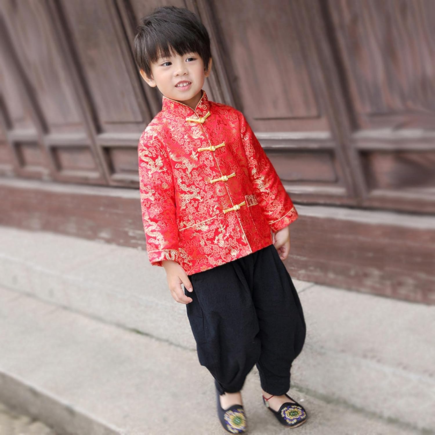 Boy Tang Suit Dragon Long Sleeve Shirt Chinese New Year Outfit Chinese Traditional Clothes for Kids - Image 3