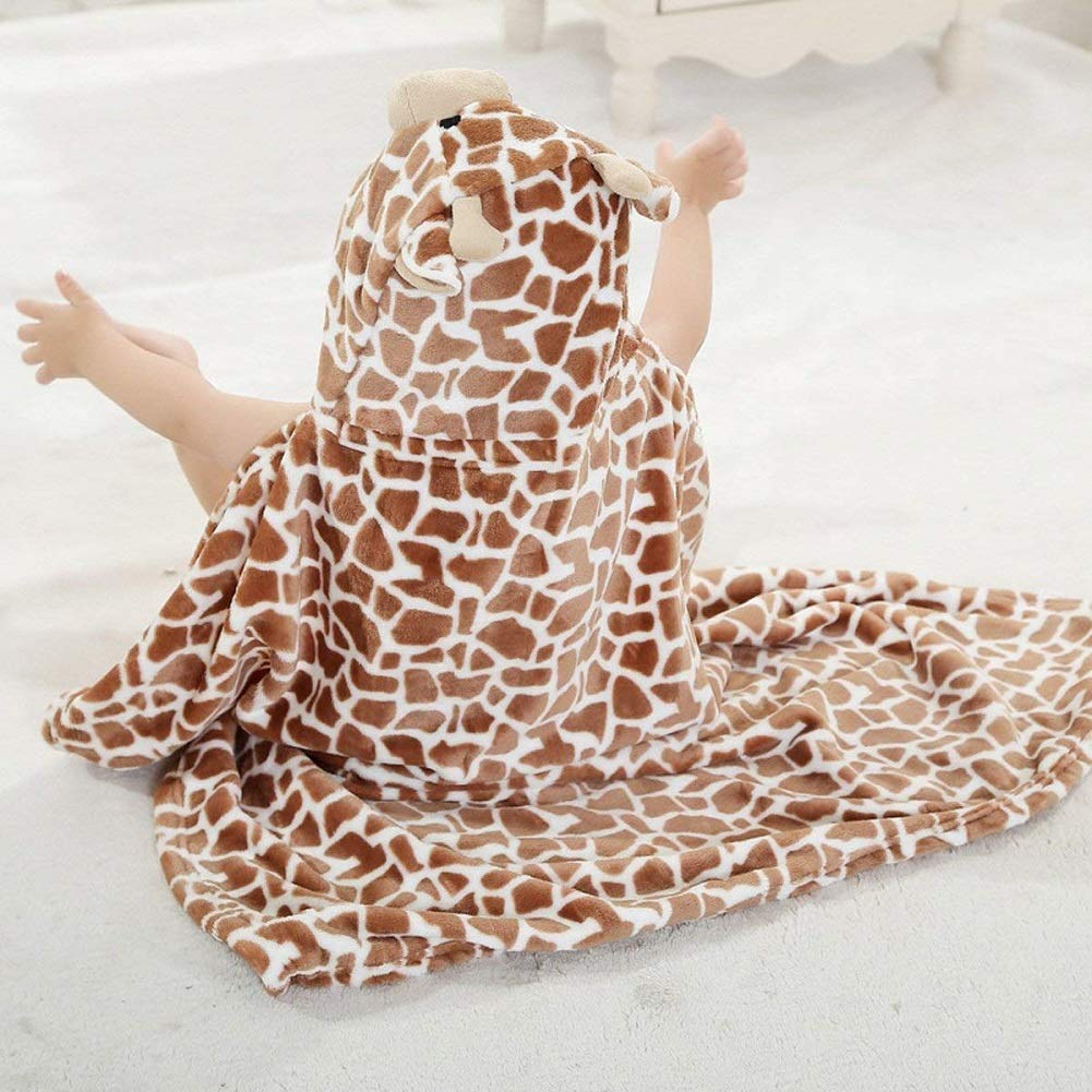 Serviette à Capuche pour Bébé Couverture de Flanelle Douce et Chaude Peignoir Conception des Animaux Serviette Poncho pour Bébés Garçons Filles