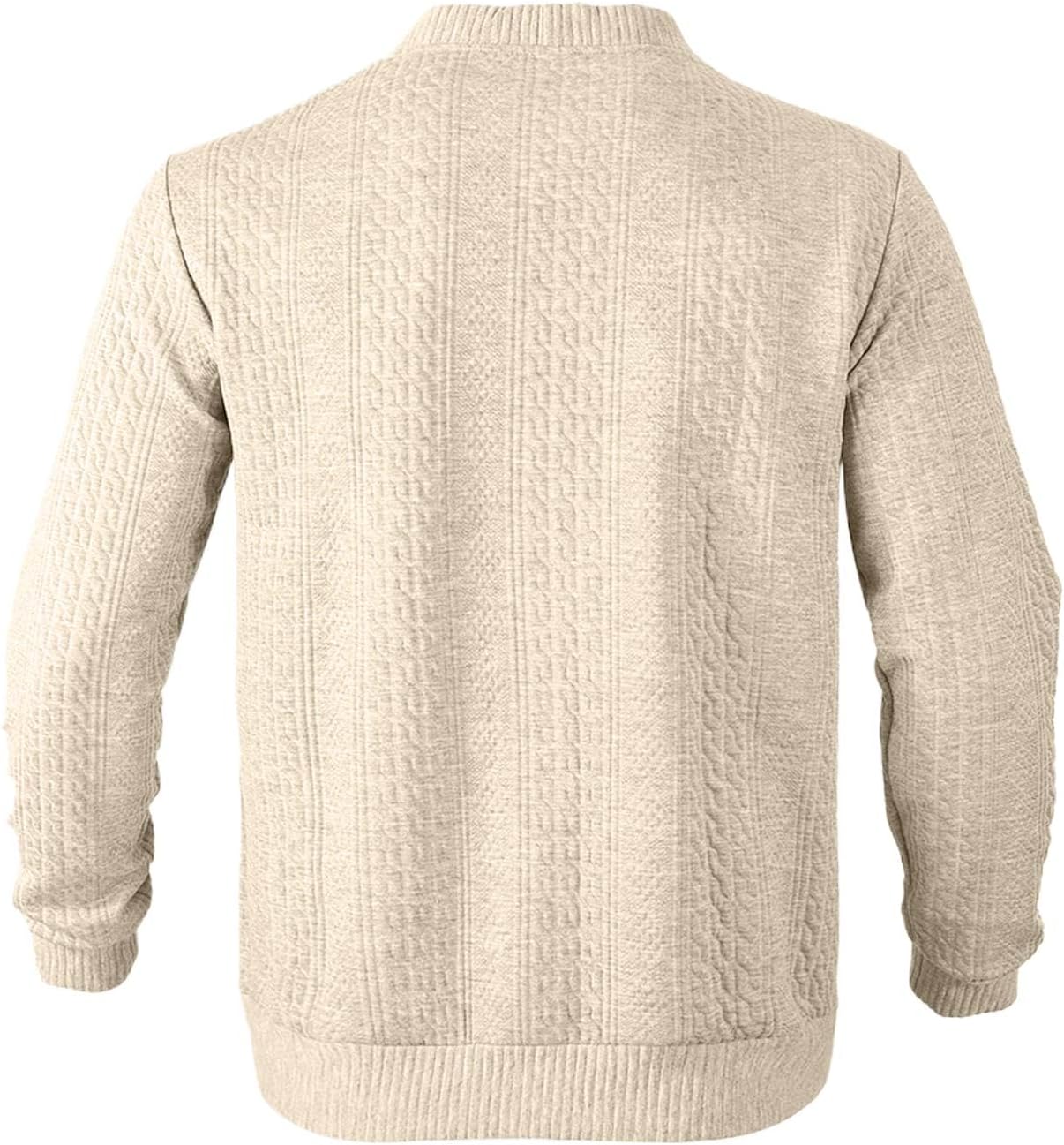 Mens Kint Textured Cardigan Sweater Long Sleeve V-Neck Knitted Sweaters Jacket, S-2XL