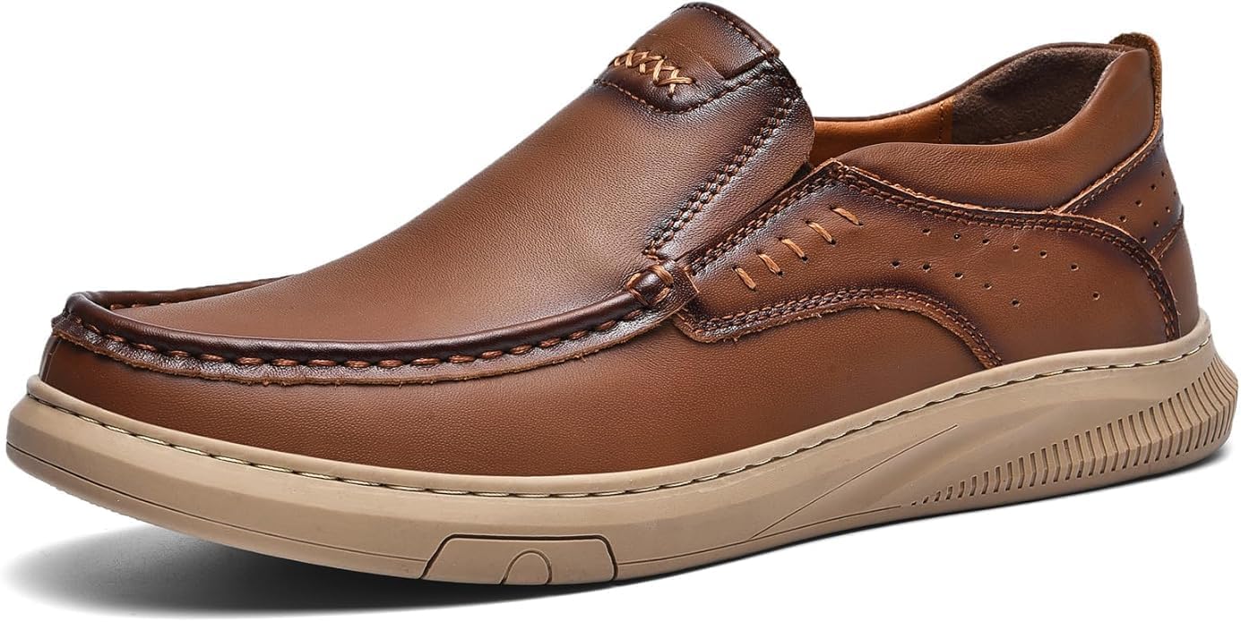 YTINGNICE Men's Handmade Leather Shoes - Casual, Dress, Work & Outdoor Comfortable Shoes for Men, Genuine Leather Slip-Resistant Driving Shoes
