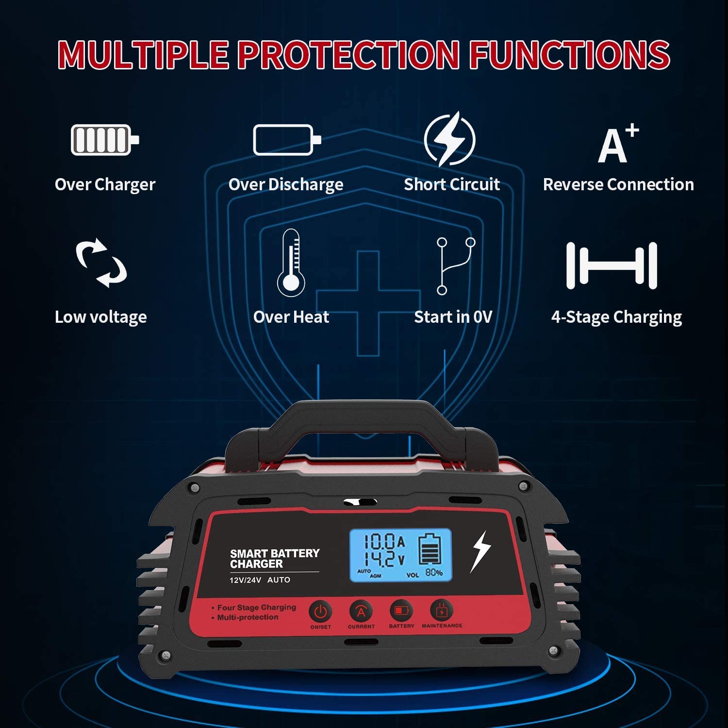 Buy ATian Smart Battery Charger 12V/20A 24V/10A Automatic Battery