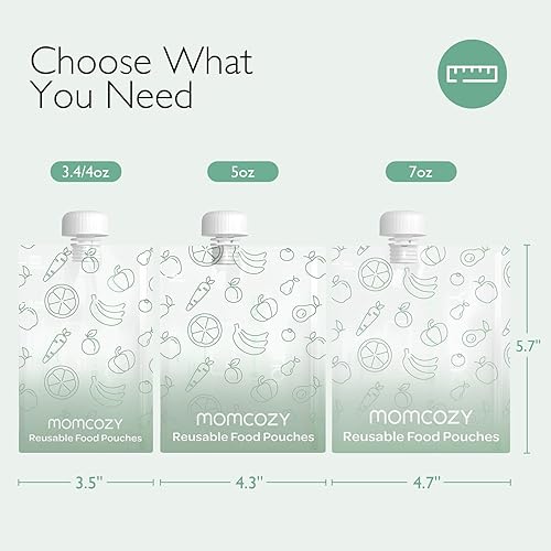 Miniatura 9 de Momcozy Bolsas reutilizables de comida para bebés para niños pequeños, plástico sin BPA, aptas para alimentos, aptas para congelador, rellenables