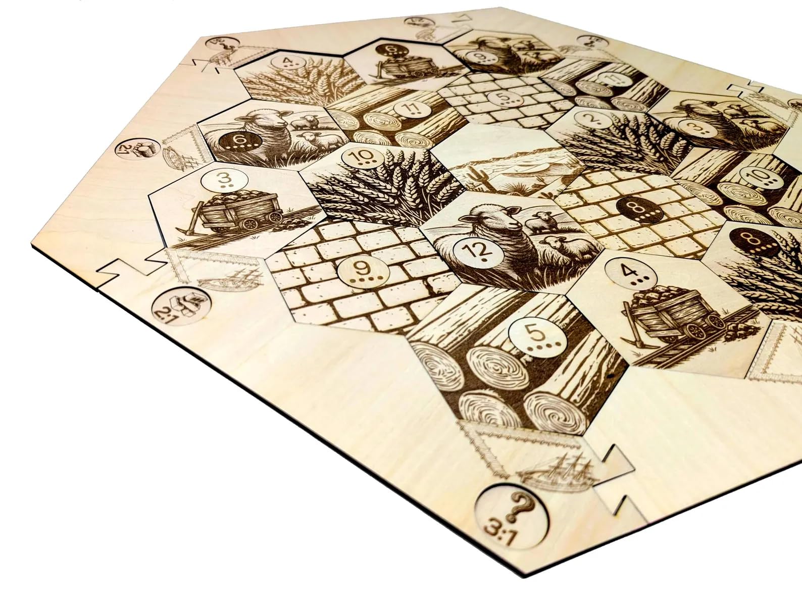 カタン　海外製木製セット Amazon.com: Custom Designed Natural Wood Board | Compatible with