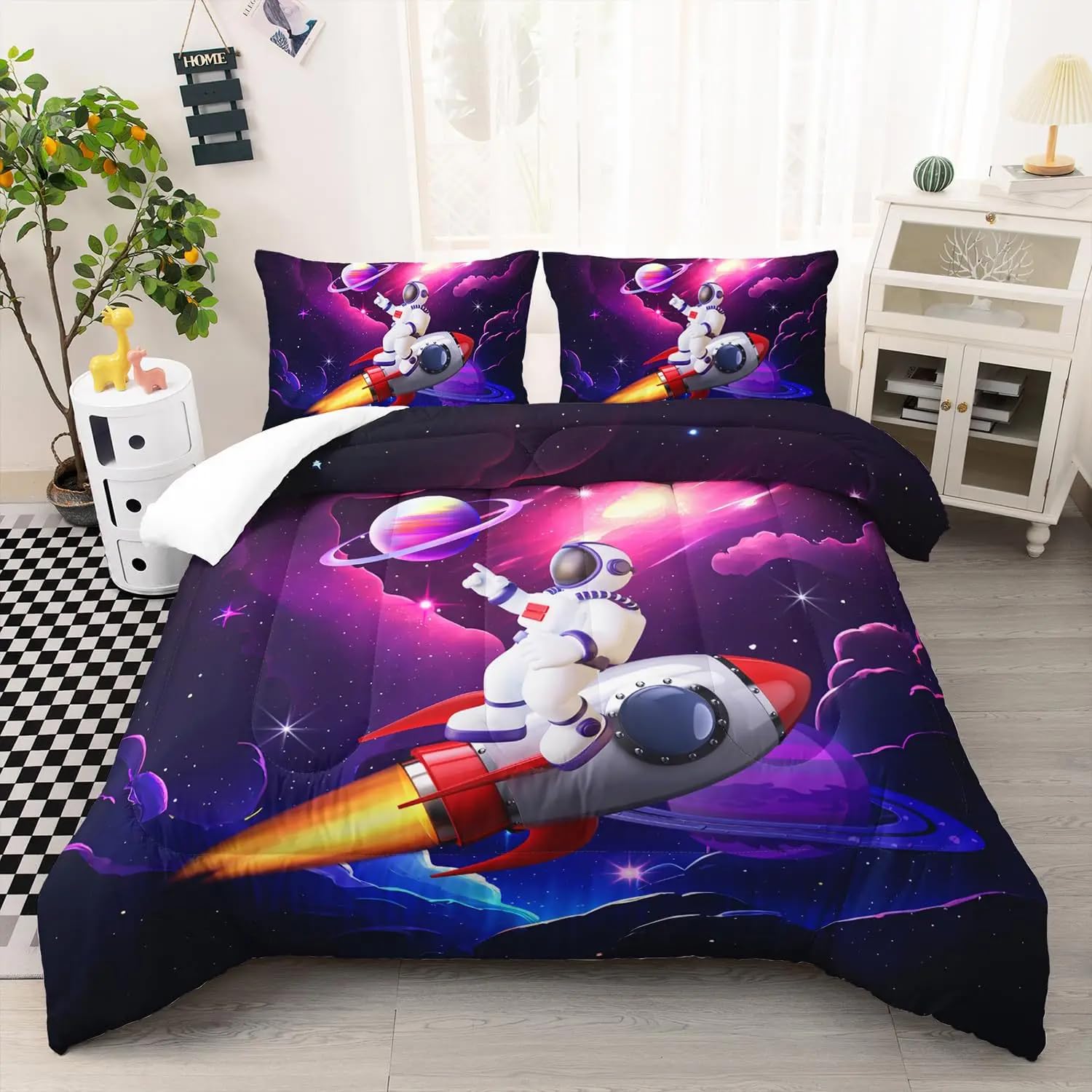 Housse de couette 90x190 cm astronaute pour transformer la chambre d'enfant