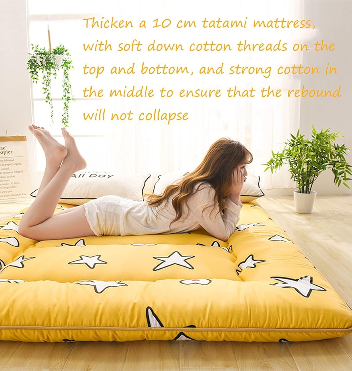 Japanische Matratze Sommer Schlafen 10cm Dick Rollbare Klappmatratze Boden Schlafsofa Doppelbett Schlafmatratze Weiche Futon-Tatami-Matte (Color : D, Size : 100 x 200 cm(39 x 79 inches))