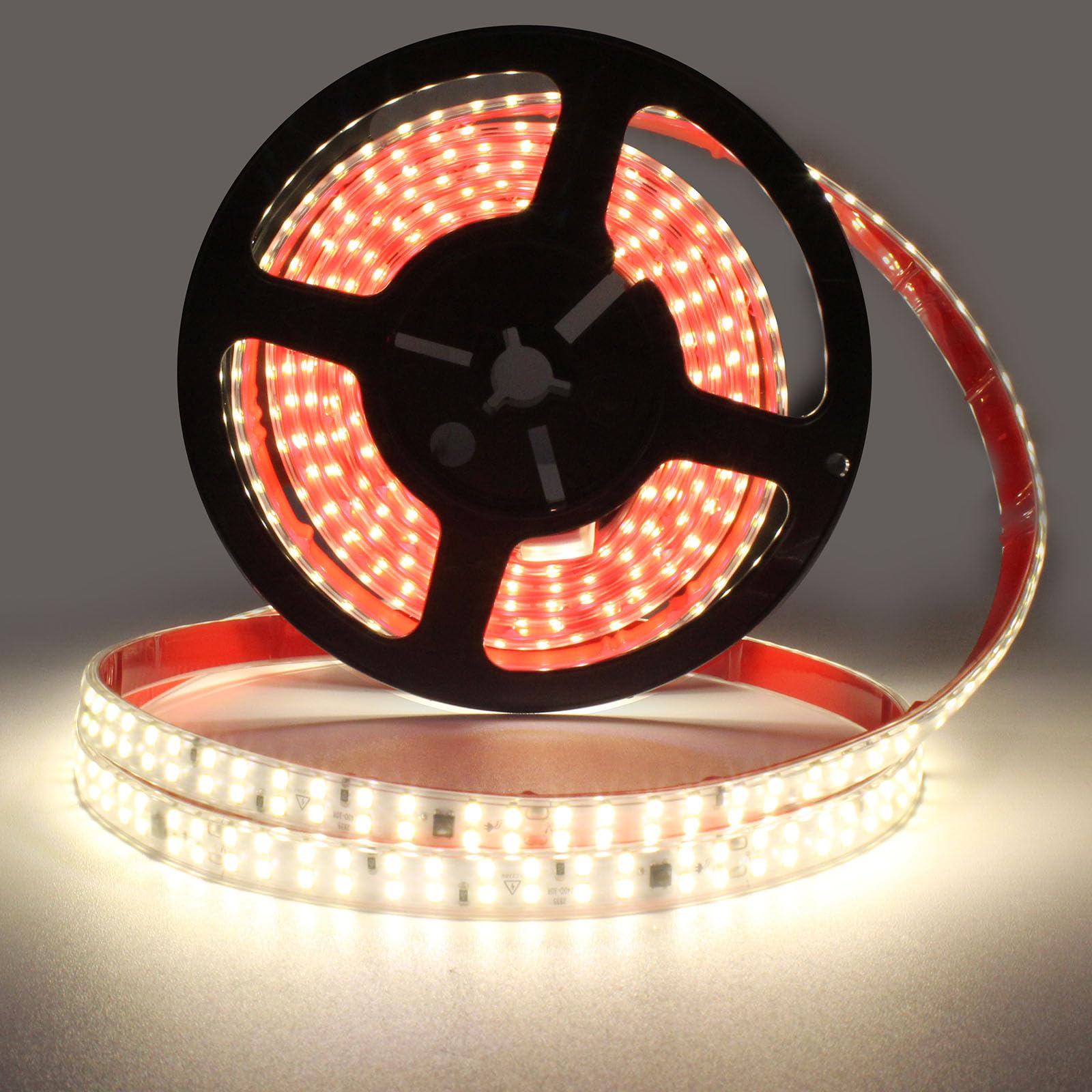 pcningled 5M Double Row White LED Strip Light AC 220V - 240V, 5 Metre Adhesive Strips with UK Plug 240 LEDs/m IP65 Waterproof Tape 4000K (White, 5M)