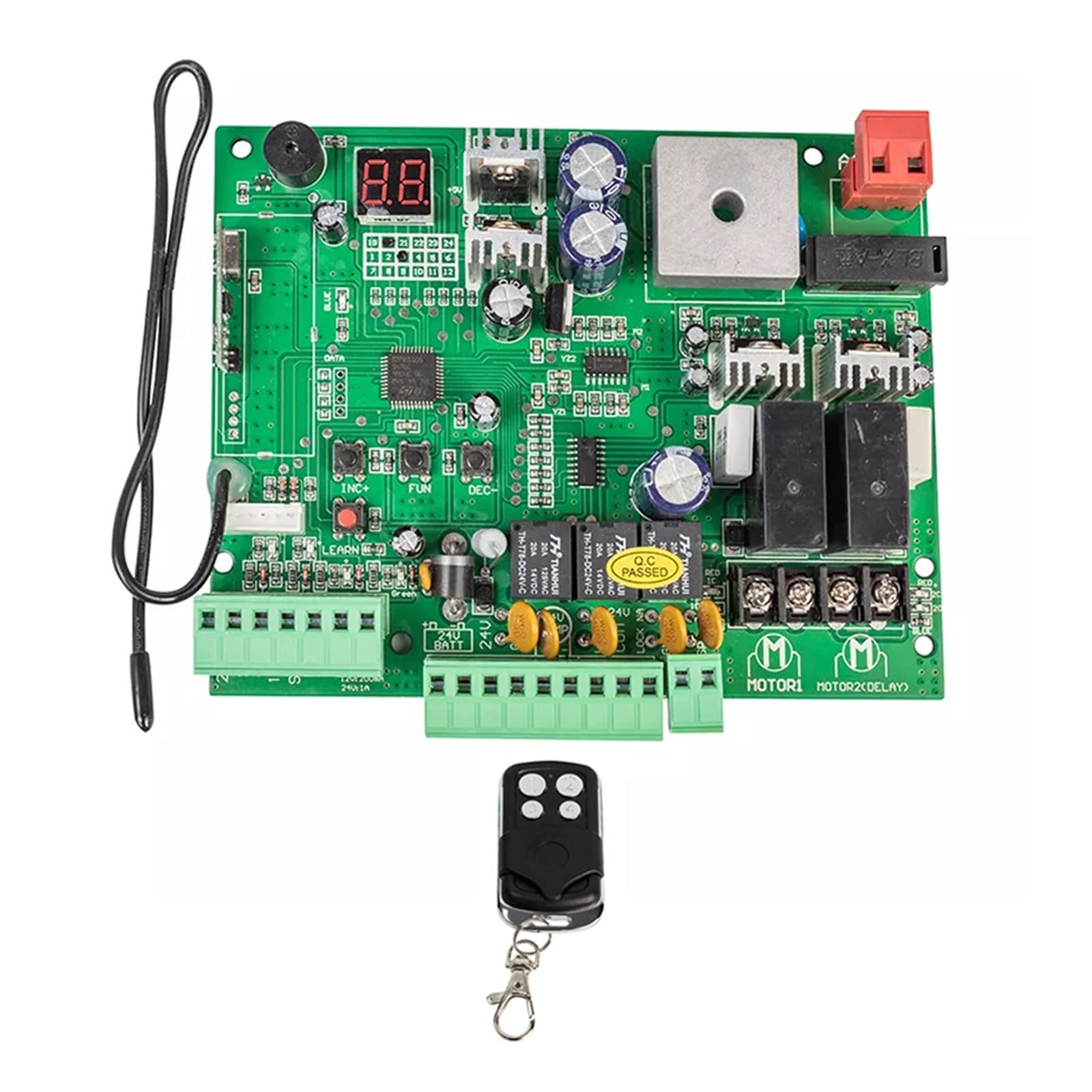 Cierrapuertas Automático, Placa PCB de tipo Universal 12V/24V for abridor puerta oscilante doble brazo automático, Panel Control, sistema centro inteligente for entrada(1 remotes 24V)