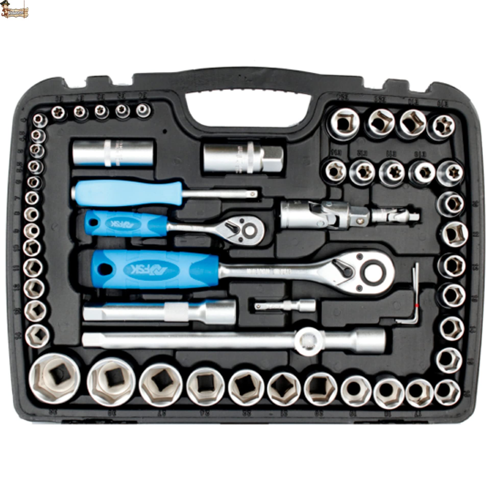 BricoLoco.com Set di chiavi a bussola a cricchetto 1/4" e 1/2" Valigetta attrezzi da officina meccanica fai da te Kit 108 pezzi