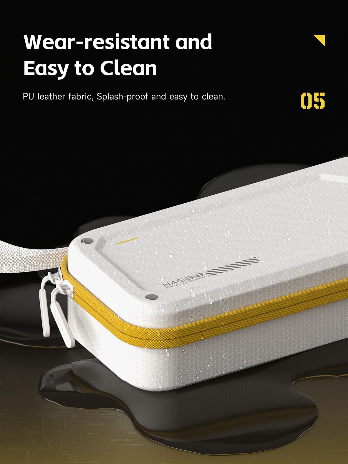 Hagibis Organiseur électronique de Voyage en EVA Rigide PU Pochette de Transport Portable pour Souris, Chargeur, câbles, Banque d'alimentation, Cartes SD, disques Flash USB, Accessoires (Blanc)