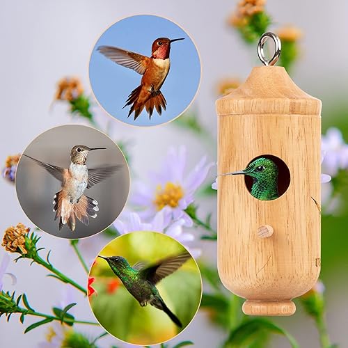 Miniatura 4 de Casa de colibrí, paquete de 2 para jardín al aire libre, casas de colibrí de madera para anidar, casas de pájaros para exterior, decoración del