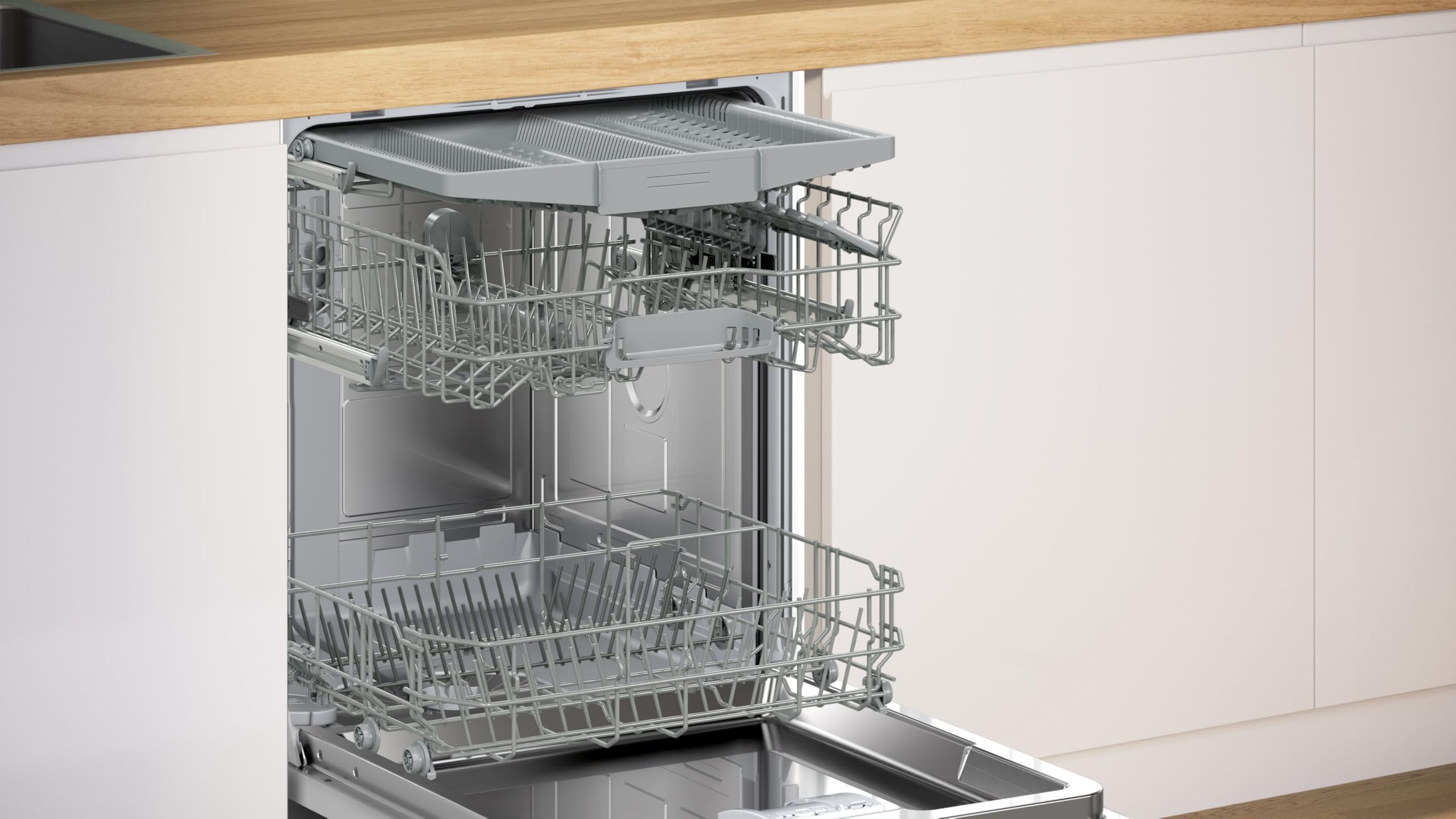 Bosch SMV2HVX06E Serie 2, Lavastoviglie Smart da incasso a scomparsa totale, 14 coperti, Cestelli personalizzabili, Indicazione di funzione a pavimento, Motore EcoSilence Drive, 60 cm.