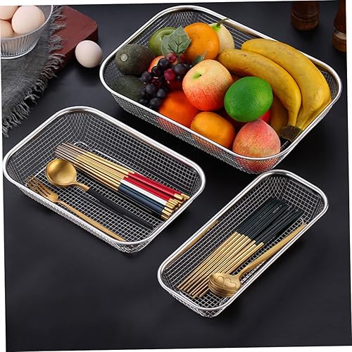 Miniatura 3 de BESPORTBLE Colador de cuenco de lavado, 2 unidades, cesta de drenaje, cesta de filtro de acero inoxidable, colador portátil de metal para alimentos