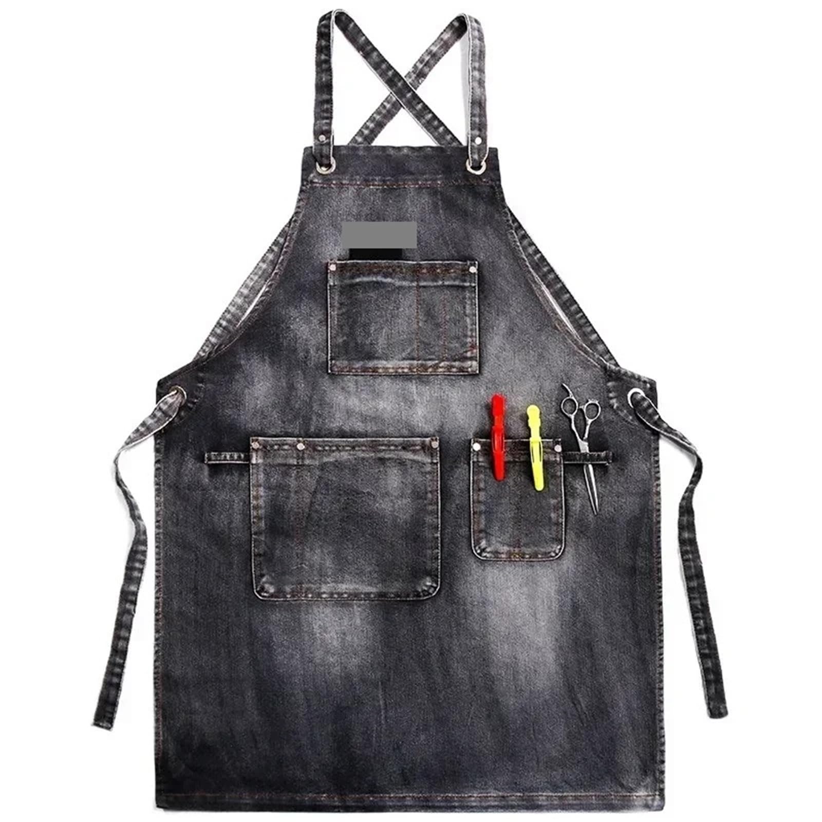 Lot de 2 tabliers en jean épais avec poche for femme et homme, idéal for coiffeur, barista, café, salon coiffure pour Hommes et Femmes