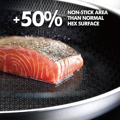 Miniatura 3 de Sartenes antiadherentes, sartenes híbridas de 10 pulgadas antiadherentes, utensilios de cocina sin PFOA, sartenes de acero inoxidable