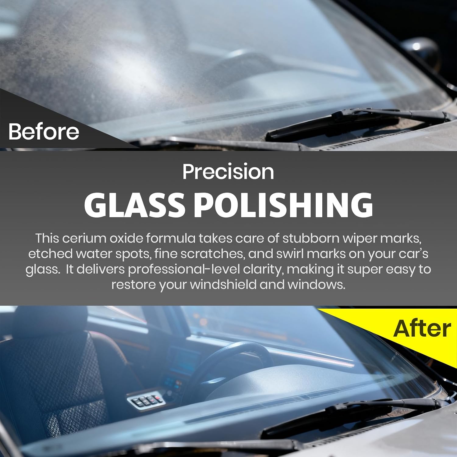 Calvana Cerium Oxide Glass Polishing Powder (1 lb) – Glass Scratch Remover for Car Windows, Restores Clarity and Removes Wiper Marks, Swirls, and Water Spots, 1 Micron