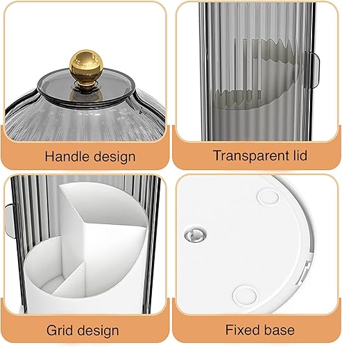 Miniatura 4 de Caja de almacenamiento de brochas de maquillaje, cubo giratorio de 360 para un fácil acceso y almacenamiento adicional para artículos de tocador
