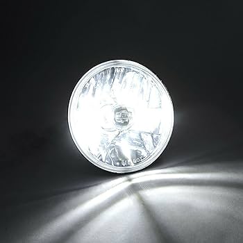 クリスタルLEDヘッドライト2個セット 汎用 ガラス製 2灯角型ヘッドライト ホワイトLEDポジション