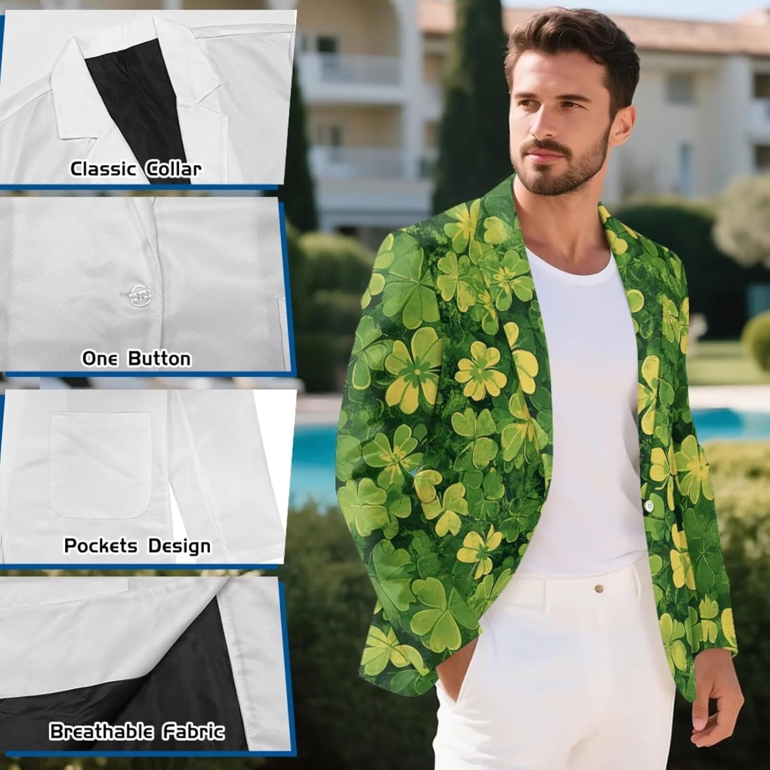 Men's Blazer Cowboy Sport Coat with Pockets Lightweight One Button Suit Jackets for Casual Travel Business