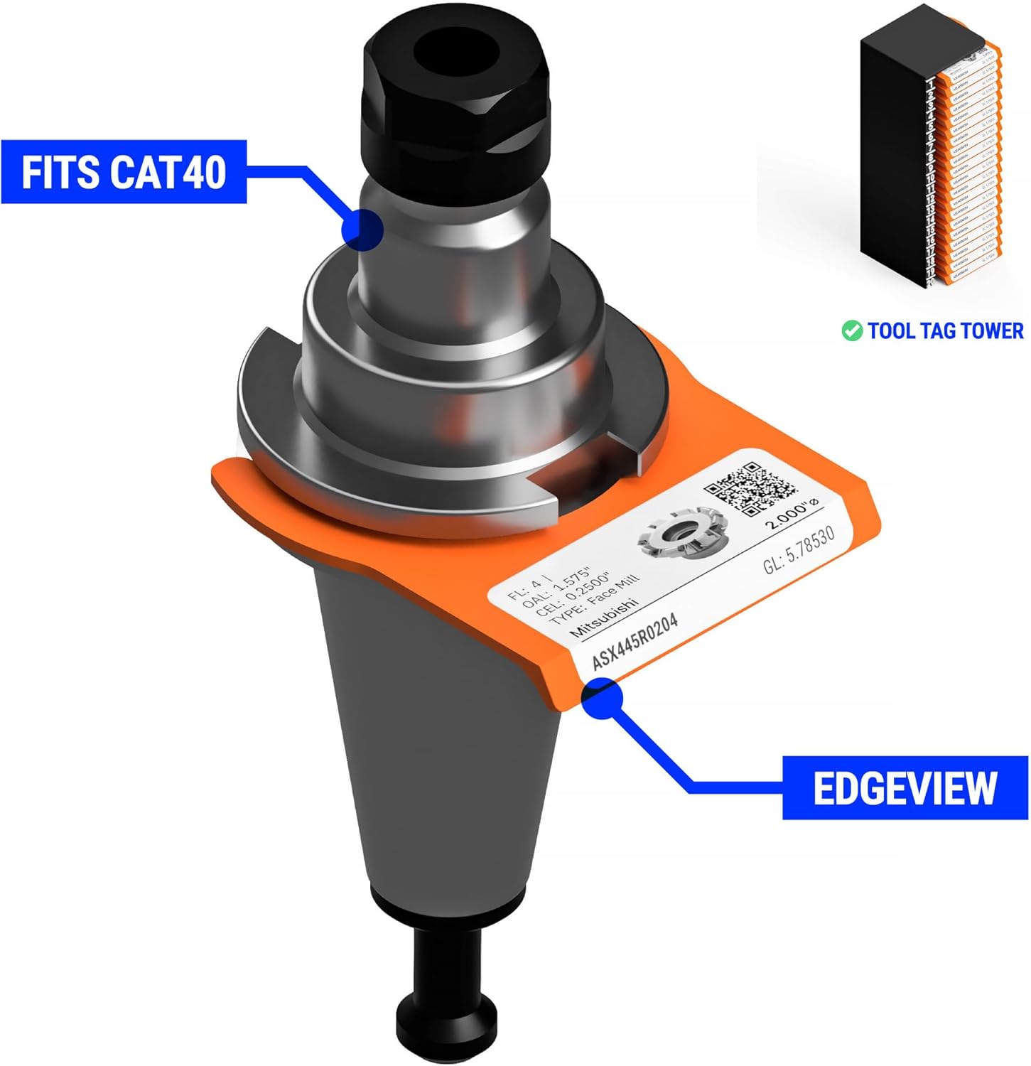 Edgeview CNC Tool Holder Tool Tag - 25-pk Label Organizers (CAT40/HSK63A/HSK63F)