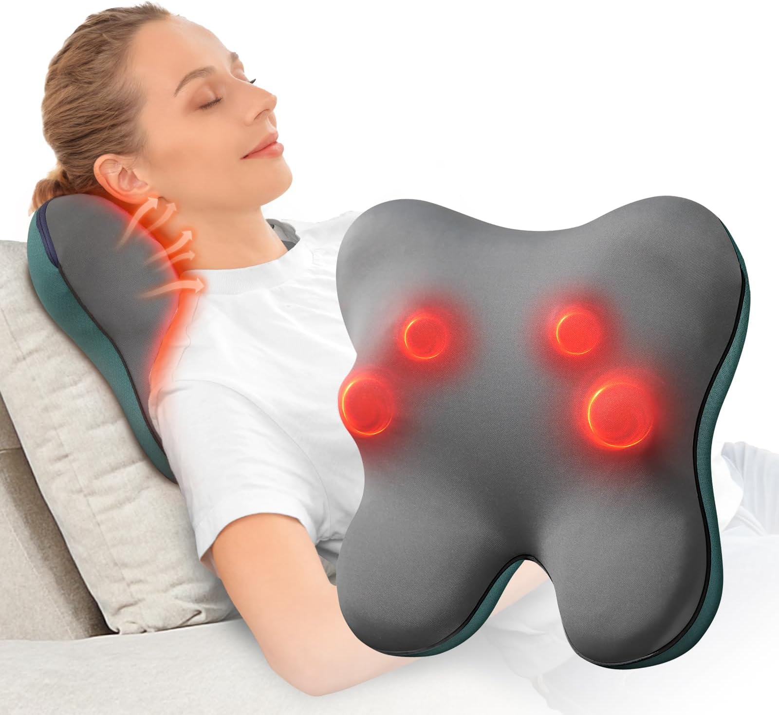 Back Massager with Heat, EZBack Corded Neck Massager for Pain Relief, Deep Tissue Kneading Electric Massage Pillow for Shoulder, Back, Legs, Ideal Christmas Gifts for Men Women