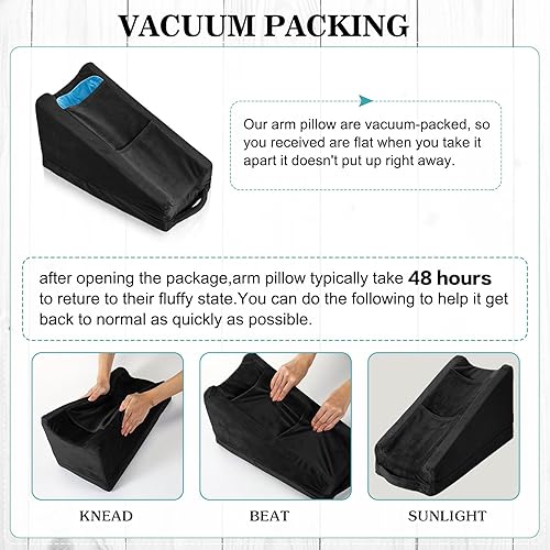 Miniatura 3 de Buryeah Almohada de brazo con 2 bolsillos de hielo, almohada de apoyo ergonómica suave para reposamanos en el codo, almohada de cuña para brazos