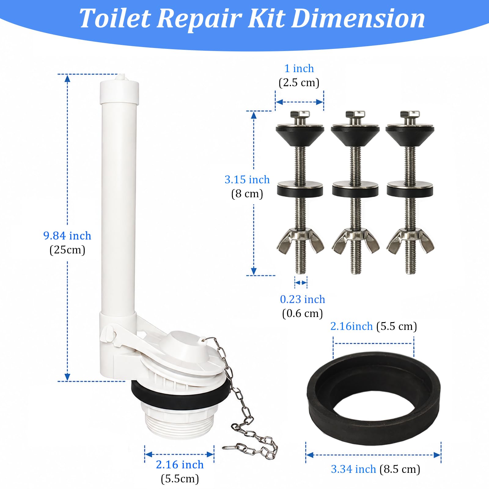 Kit di ricambio per valvola di scarico WC da 5 cm, con guarnizione da