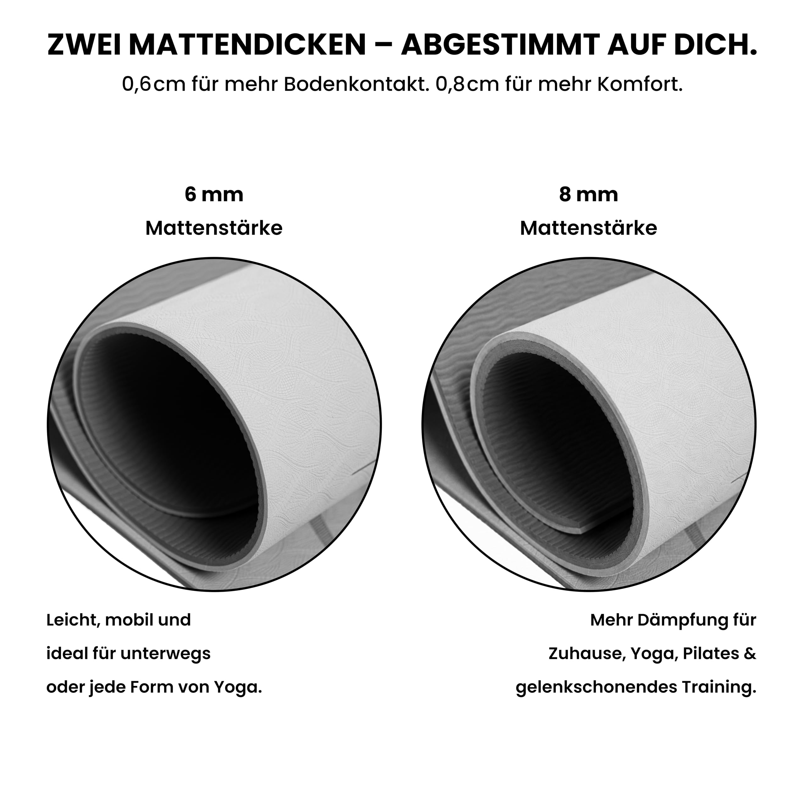 KIANA SPORTS Yoga Matte – Rutschfeste Sportmatte in Deutschland entwickelt – 2 Komfort-Dicken – Formstabile Yogamatte & Gymnastikmatte – Ideale Fitnessmatte für Yoga & Pilates zuhause oder im Studio