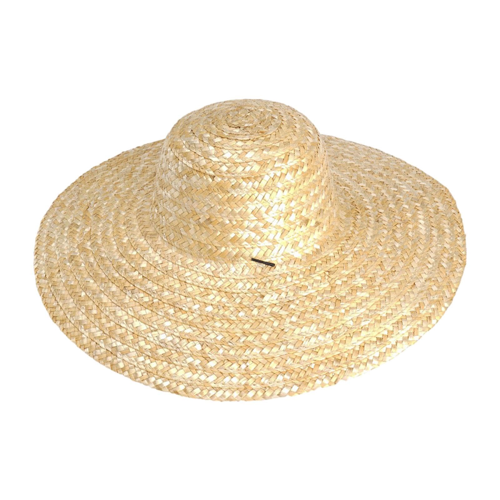 B Baosity Sombrero de Protección Solar Fabricado en Paja Ligera Equipado con Correa para Viento y Cordón Ajustable Adecuado para Jardinería Pesca Camping