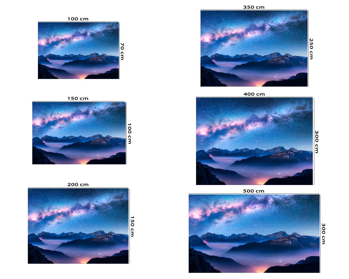 Fotomural Vinilo Para Pared Paisaje Montañas Noche | Mural | Fotomural Infantil Vinilo Decorativo | 600 x 300 cm | Decoración comedores, salones, habitaciones