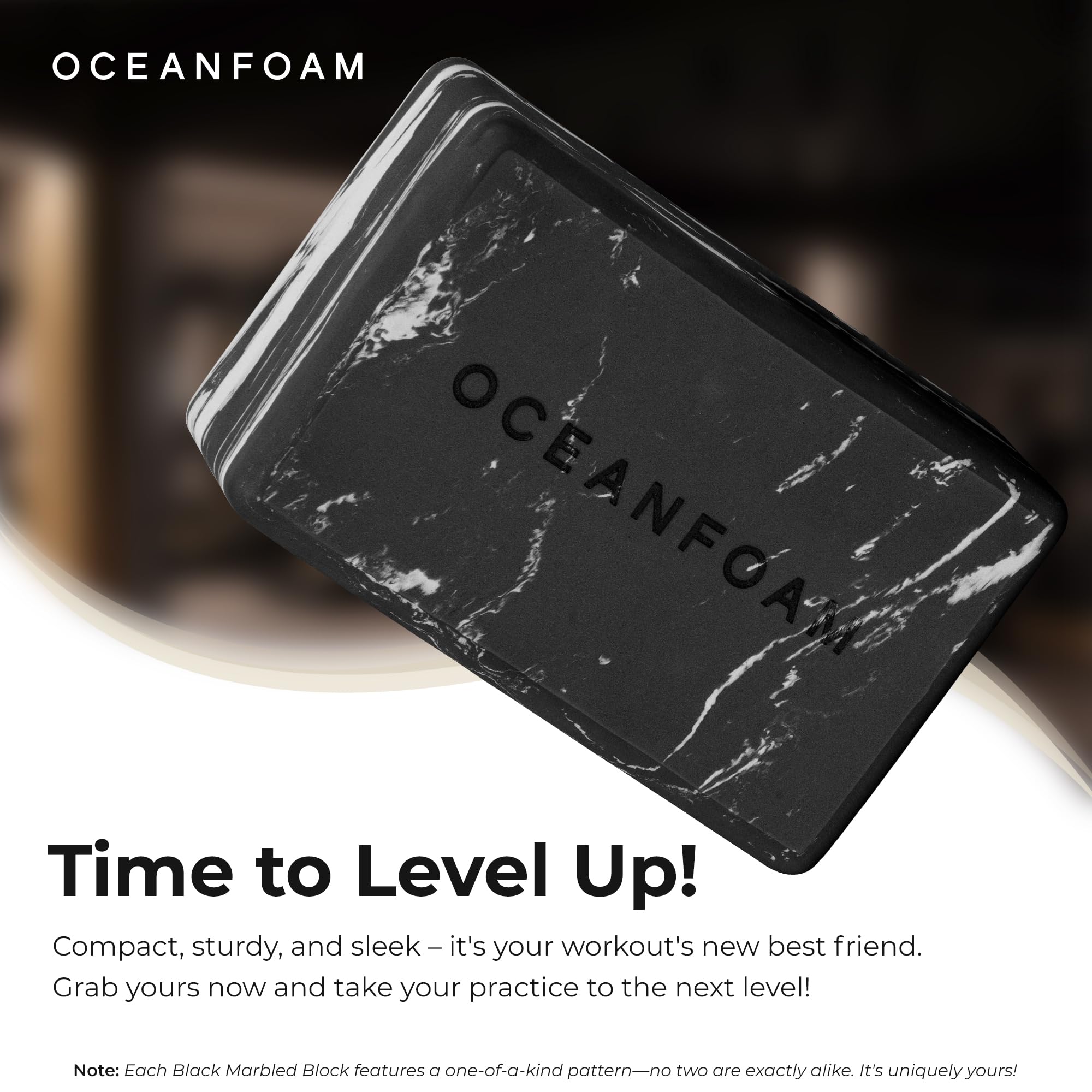 Oceanfoam Trainingsblock – Übungsblock aus hochdichtem Schaumstoff, leicht, rutschfest für Stabilität und Unterstützung bei Pilates, Yoga, Stretching und mehr – EVA-Schaum auf Algenbasis