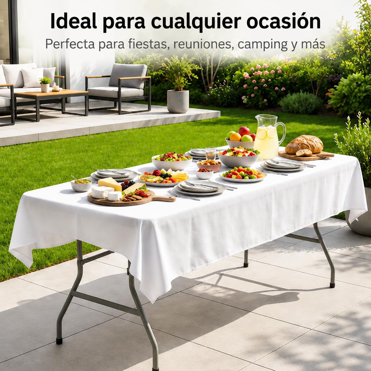 Mesa Plegable 180 cm para Eventos y Jardín, Mesa Portátil de Exterior con Estructura de Acero, Ideal para Camping y Fiestas